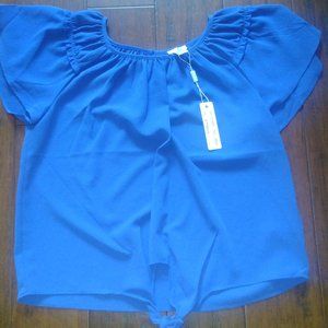 NWT SPENSE blue top with Tie Accent Size small